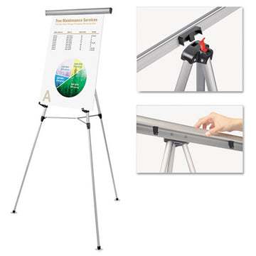 Universal® 3-leg Telescoping Easel With Pad Retainer, Adjusts 34" To 64", Aluminum, Silver freeshipping - TVN Wholesale